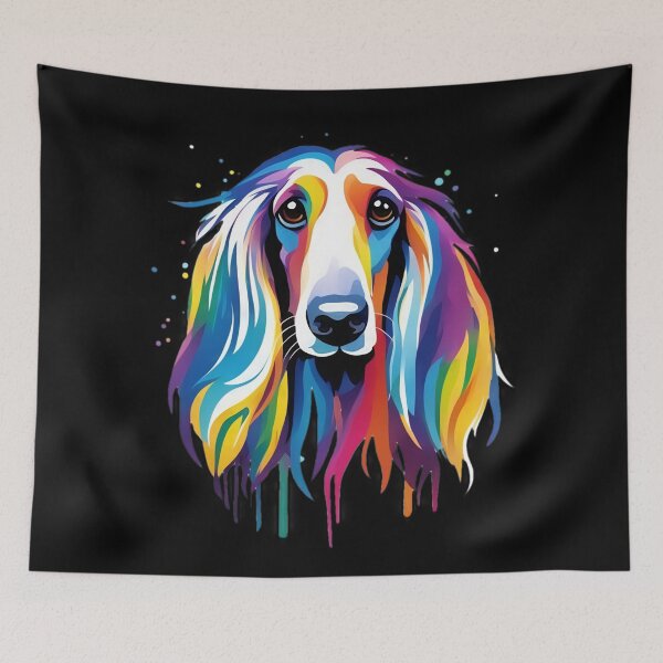 Item preview, Vibrant Rainbow Afghan Hound Portrait Design For Dog Lovers designed and sold by kakarikihill.