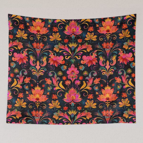 Item preview, Beautiful Rainbow Rosemaling Art With Pink Flowers designed and sold by thaneydesign.