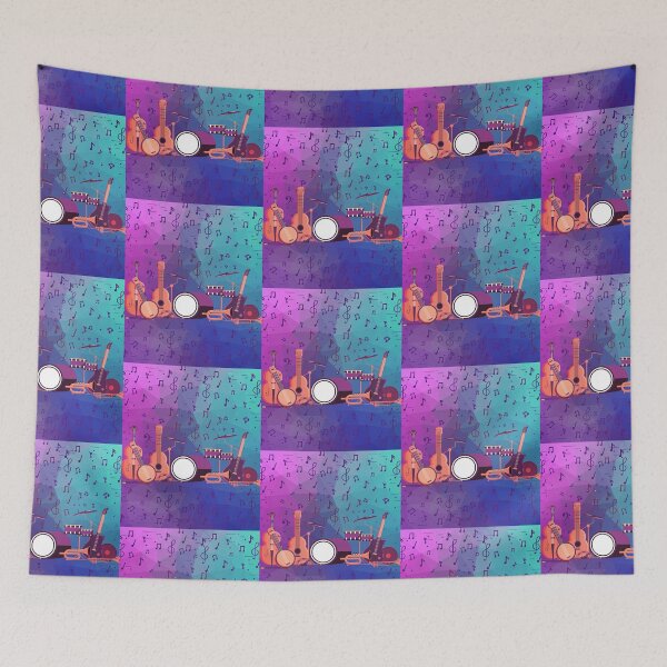 Item preview, Music Everywhere On A Purple Bandstand designed and sold by BrightrDayMusicArt.