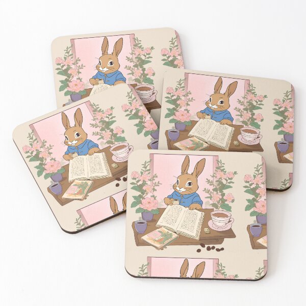 Item preview, Vintage Rabbit Bunny Loves Reading and Coffee Lover designed and sold by wigobun.
