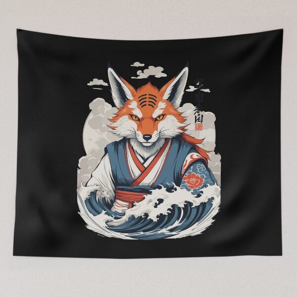 Item preview, Vintage Ukiyo-E Art Japanese Kitsune Fox designed and sold by LuminOrb.