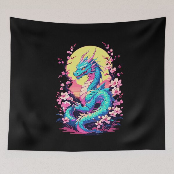 Item preview, Vintage Vaporwave Style Japanese Dragon designed and sold by LuminOrb.