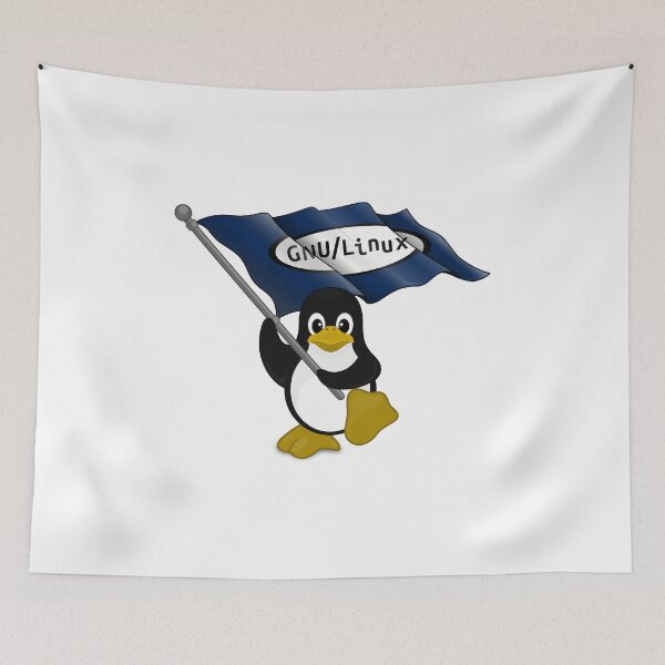 Item preview, Tux GNU Linux Flag Penguin designed and sold by orinemaster.