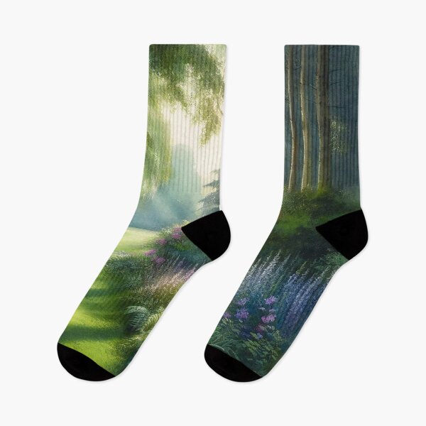 Item preview, Mystical Morning Light on a Lush Floral Pathway designed and sold by ArtComixHaven.