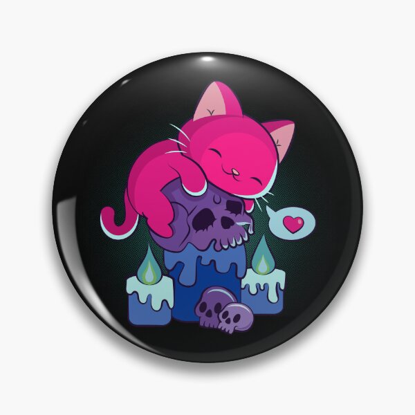 Item preview, Kitty Cat on Skull Subtle Bisexual Pride Kawaii Goth  designed and sold by Irene Koh.