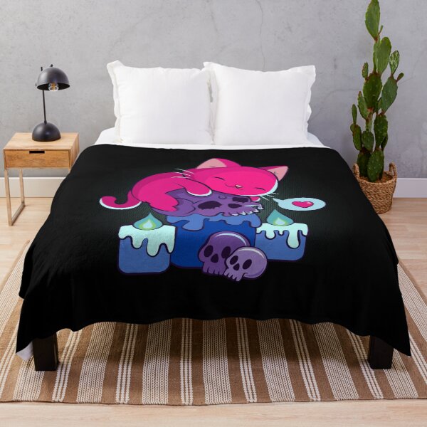 Item preview, Gatito Gato en Cráneo Sutil Orgullo Bisexual Kawaii Goth designed and sold by Irene Koh.