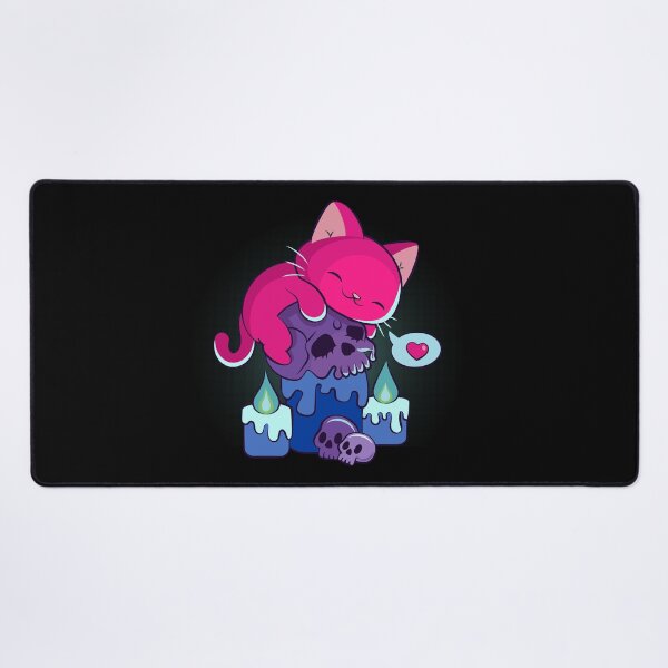 Item preview, Kitty Cat on Skull Subtle Bisexual Pride Kawaii Goth  designed and sold by Irene Koh.