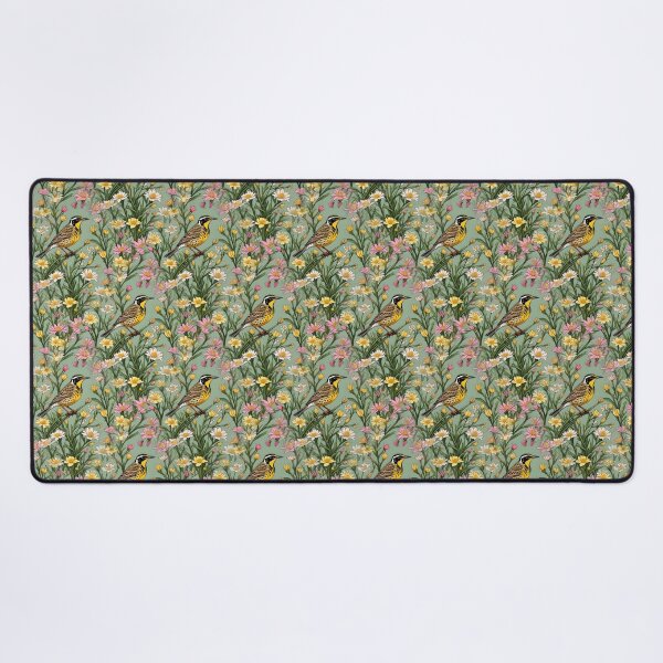 Item preview, Western Meadowlark Surrounded By Bitterroot Flowers Pattern designed and sold by taiche.