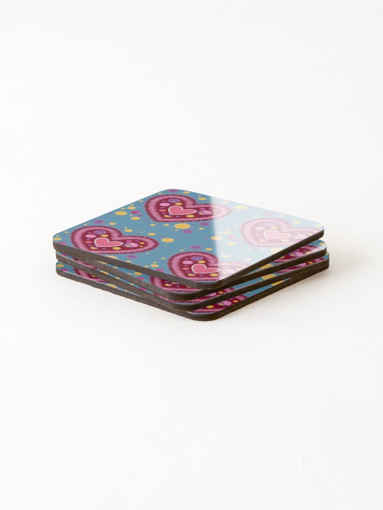 Thumbnail 4 of 5, Coasters (Set of 4), Colorful hearts designed and sold by Ruchi73.