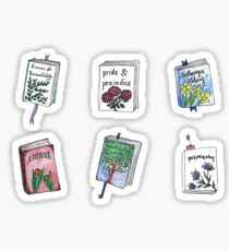 Jane Austen Books with Flowers! Sticker