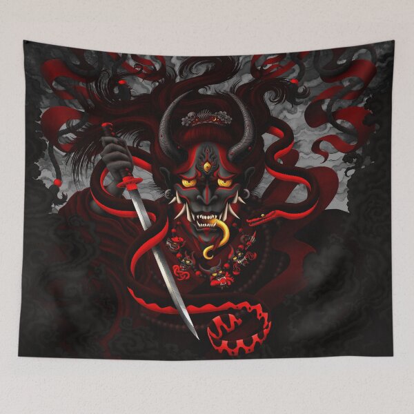Item preview, Hannya and Snake - Demonic Black Red designed and sold by Abysm Internal.