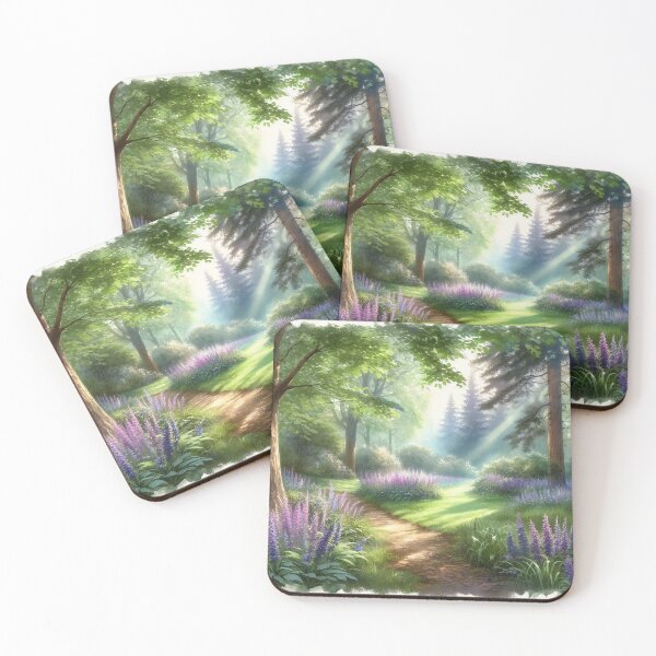 Item preview, Enchanted Forest Path Illuminated by Morning Sunlight designed and sold by ArtComixHaven.