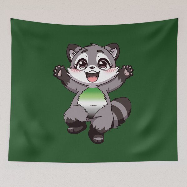 Item preview, Cute Raccoon with Aromantic Pride Flag Colored Tummy , Subtle Aromantic Design designed and sold by Travelslightly.