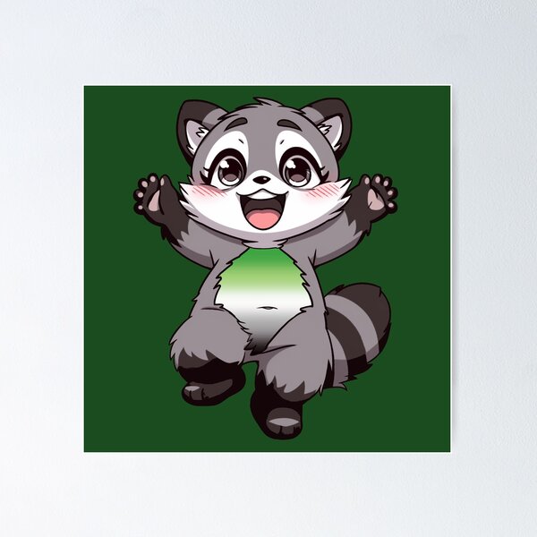 Item preview, Cute Raccoon with Aromantic Pride Flag Colored Tummy , Subtle Aromantic Design designed and sold by Travelslightly.