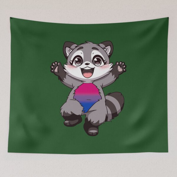 Item preview, Cute Raccoon with Bisexual Pride Flag Colored Tummy, Subtle Bi Design designed and sold by Travelslightly.