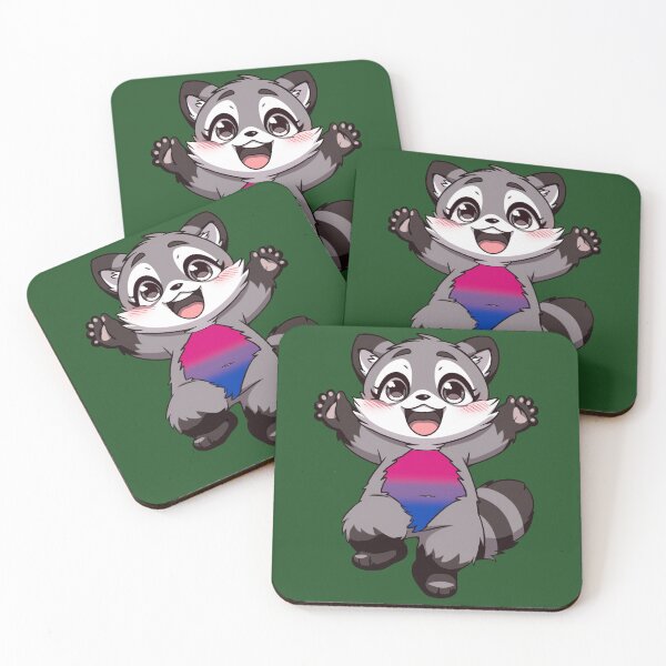 Item preview, Cute Raccoon with Bisexual Pride Flag Colored Tummy, Subtle Bi Design designed and sold by Travelslightly.