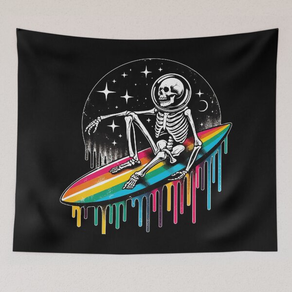Item preview, Funny Skeleton Surfer Rainbow LGBT designed and sold by TomFrontierArt.