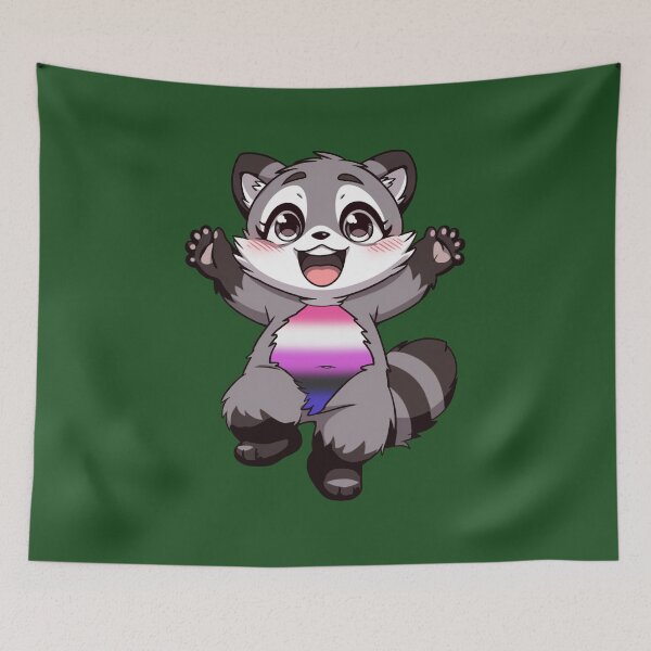 Item preview, Cute Raccoon with Genderfluid Pride Flag Colored Tummy, Subtle Genderfluid Design designed and sold by Travelslightly.