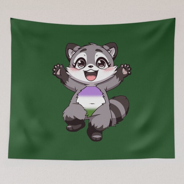 Item preview, Cute Raccoon with Genderqueer Pride Flag Colored Tummy, Subtle Genderqueer Design designed and sold by Travelslightly.