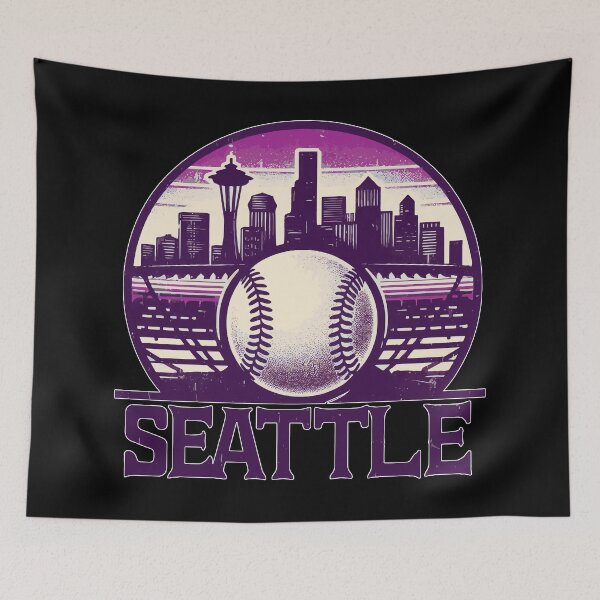 Item preview, Retro Vintage Purple Seattle City Baseball designed and sold by TomFrontierArt.