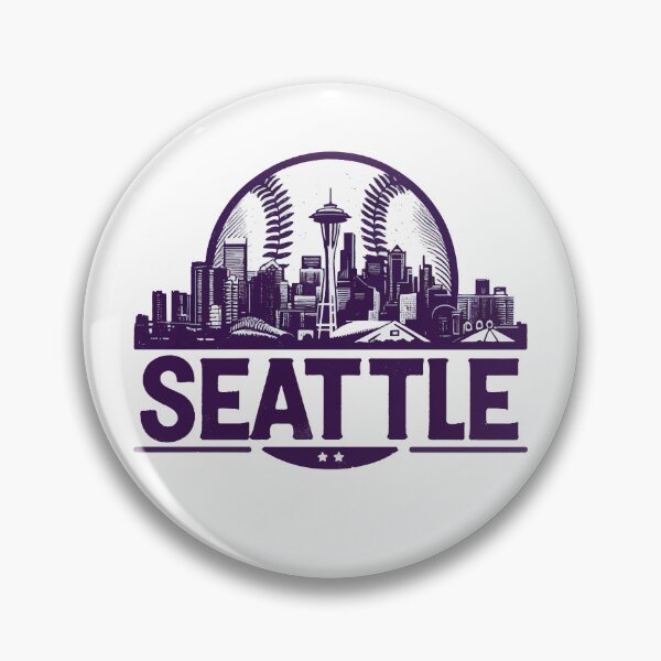 Item preview, Retro Vintage Purple Seattle Baseball Cityscape designed and sold by TomFrontierArt.