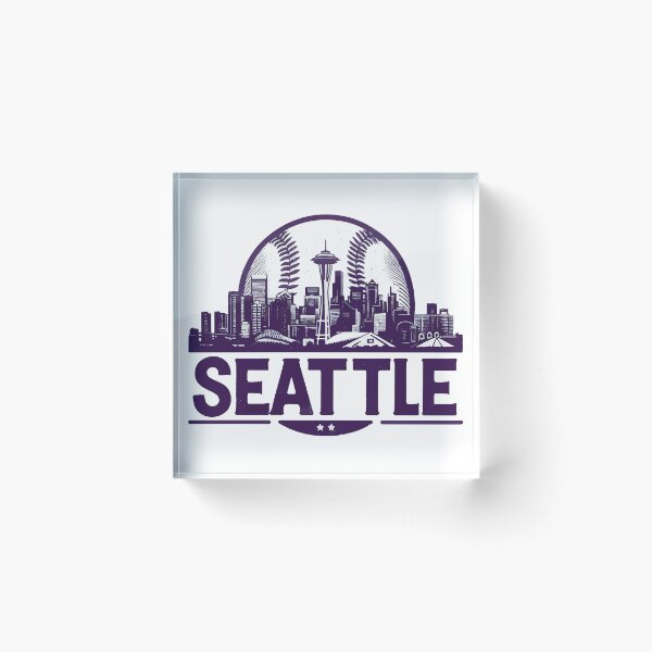 Item preview, Retro Vintage Purple Seattle Baseball Cityscape designed and sold by TomFrontierArt.