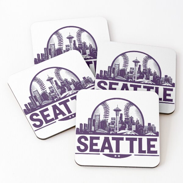 Item preview, Retro Vintage Purple Seattle Baseball Cityscape designed and sold by TomFrontierArt.