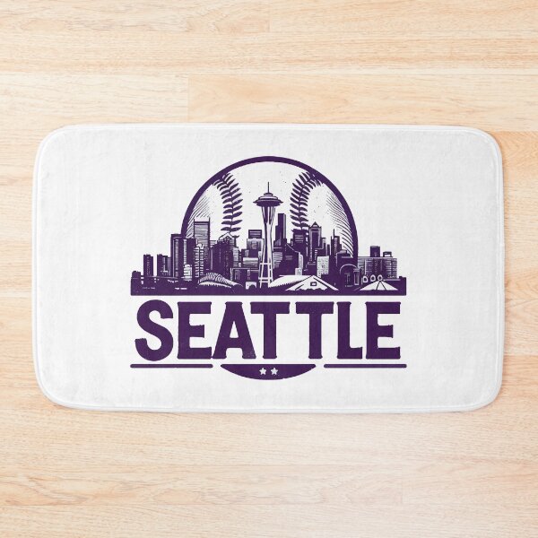 Item preview, Retro Vintage Purple Seattle Baseball Cityscape designed and sold by TomFrontierArt.
