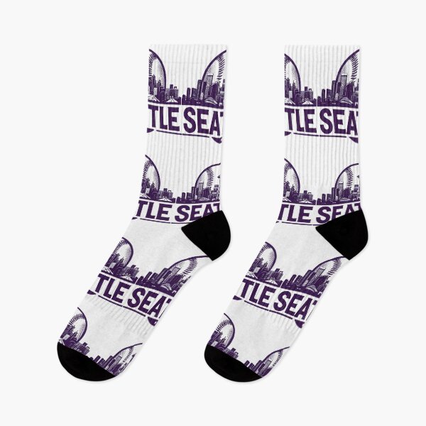 Item preview, Retro Vintage Purple Seattle Baseball Cityscape designed and sold by TomFrontierArt.