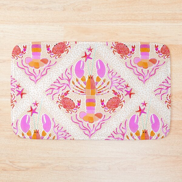 Item preview, Whimsy Vibrant Boho Lobsters and Crabs Lattice pattern • Pink  designed and sold by Dominiquevari.