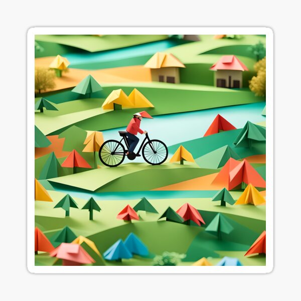 Item preview, Origami Art - Tranquil Trails: Cycling Adventures in the Countryside designed and sold by ArtfulFolds.