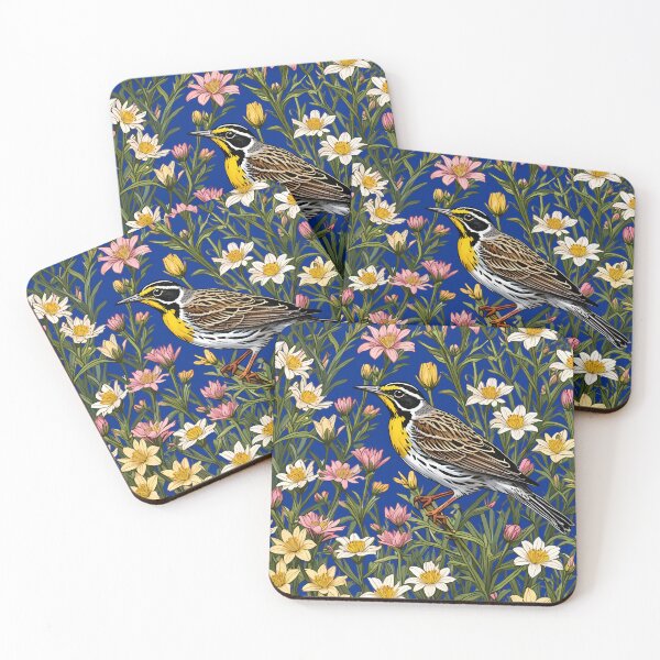 Item preview, Western Meadowlark Surrounded By Bitterroot Flowers 2 designed and sold by taiche.