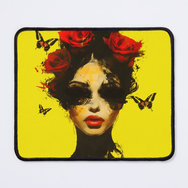 Item preview, Woman with Roses in her hair and butterflies around her designed and sold by BasedCanvas.