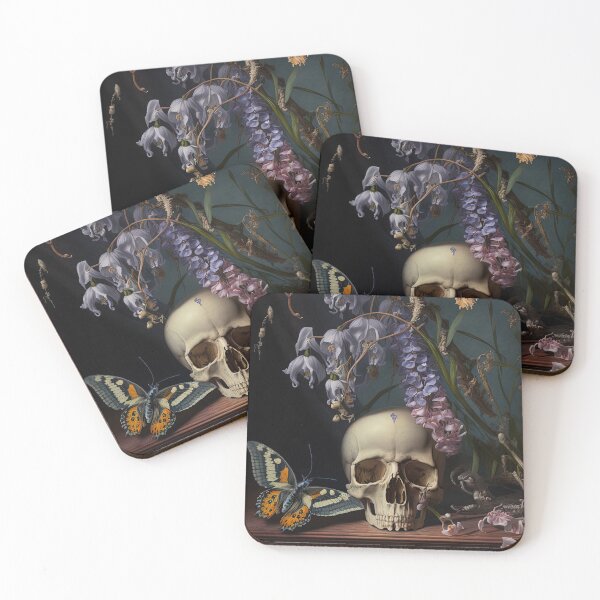 Item preview, Dark Academia Skull Flowers Painting, Dark Cottagecore Gothic Still Life Painting designed and sold by Kink Collective.