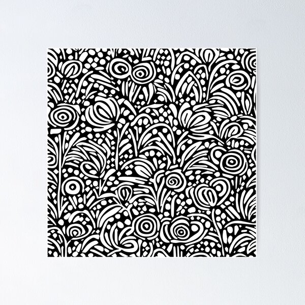 Item preview, Wild Garden Floral Pattern Black and White designed and sold by tonymagnerart.