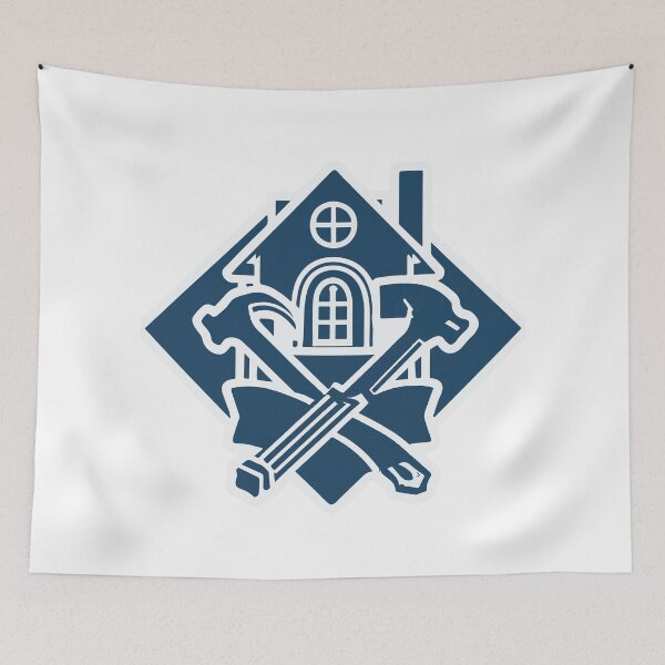 Aperçu de l'œuvre Silhouette de maison de marteau et de clé industrielle créée et vendue par NiftyWrx.
