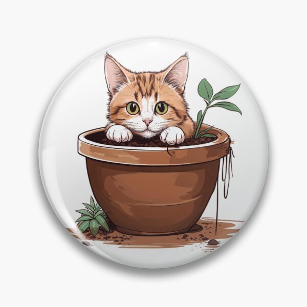 Item preview, Naughty cat in overturned flower pot designed and sold by elglotonmusical.