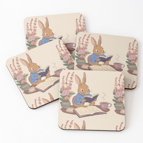 Item preview, Vintage Harlequin Rabbit Bunny Loves Reading Book Nerd Mom and Coffee Lover  designed and sold by wigobun.