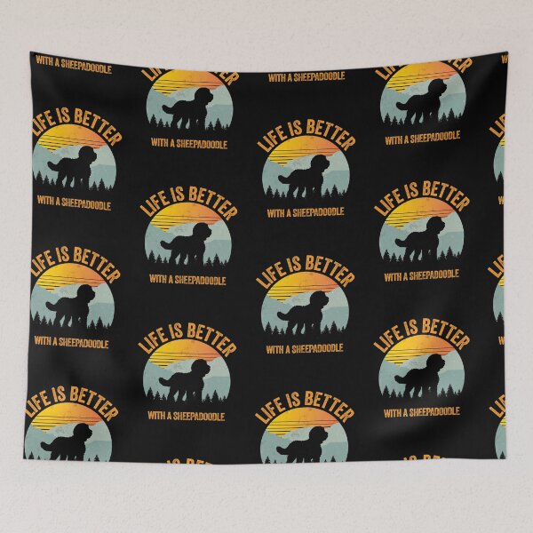 Item preview, Life Is Better With A Sheepadoodle Vintage Summer Dog Gift  designed and sold by Guarddogdrive.