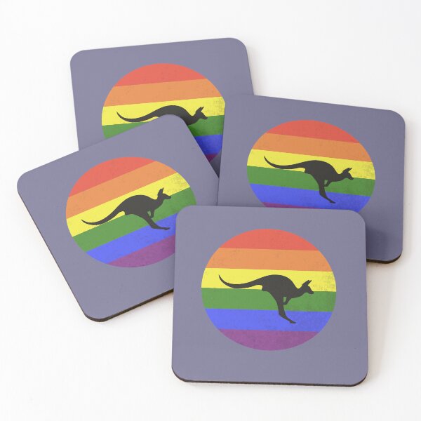 Item preview, Kangaroo Silhouette Rainbow Retro Sun Australian Pride  designed and sold by MomentumCloset.