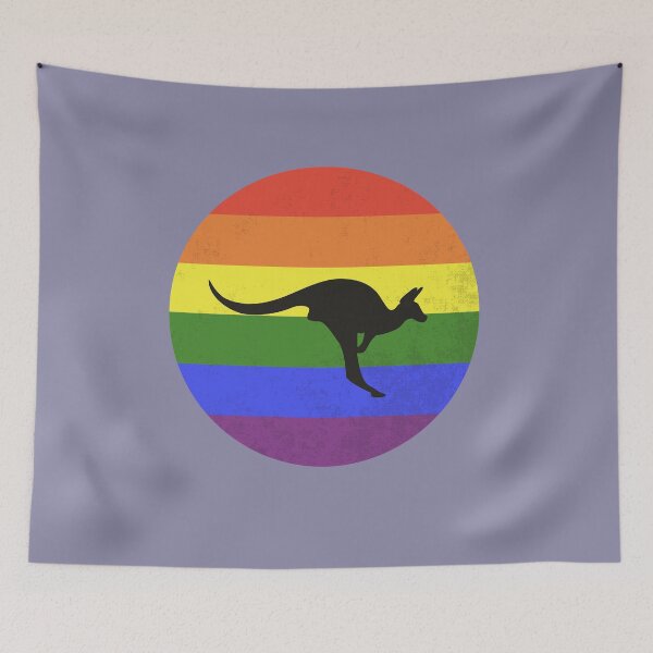 Item preview, Kangaroo Silhouette Rainbow Retro Sun Australian Pride  designed and sold by MomentumCloset.