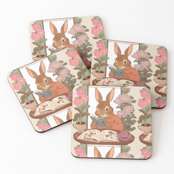 Item preview, Vintage Cute Flemish Giant Rabbit Bunny Loves Reading Book Nerd Mom Loves Coffee designed and sold by wigobun.