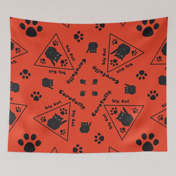 Item preview, Pattern with Sly Cat warning signs designed and sold by Cherevan.