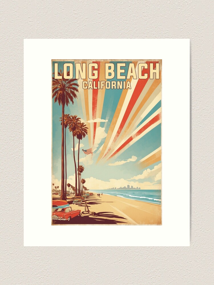 Thumbnail 2 of 3, Art Print, Long Beach California USA Vintage Travel Tourism designed and sold by TravelersGems.