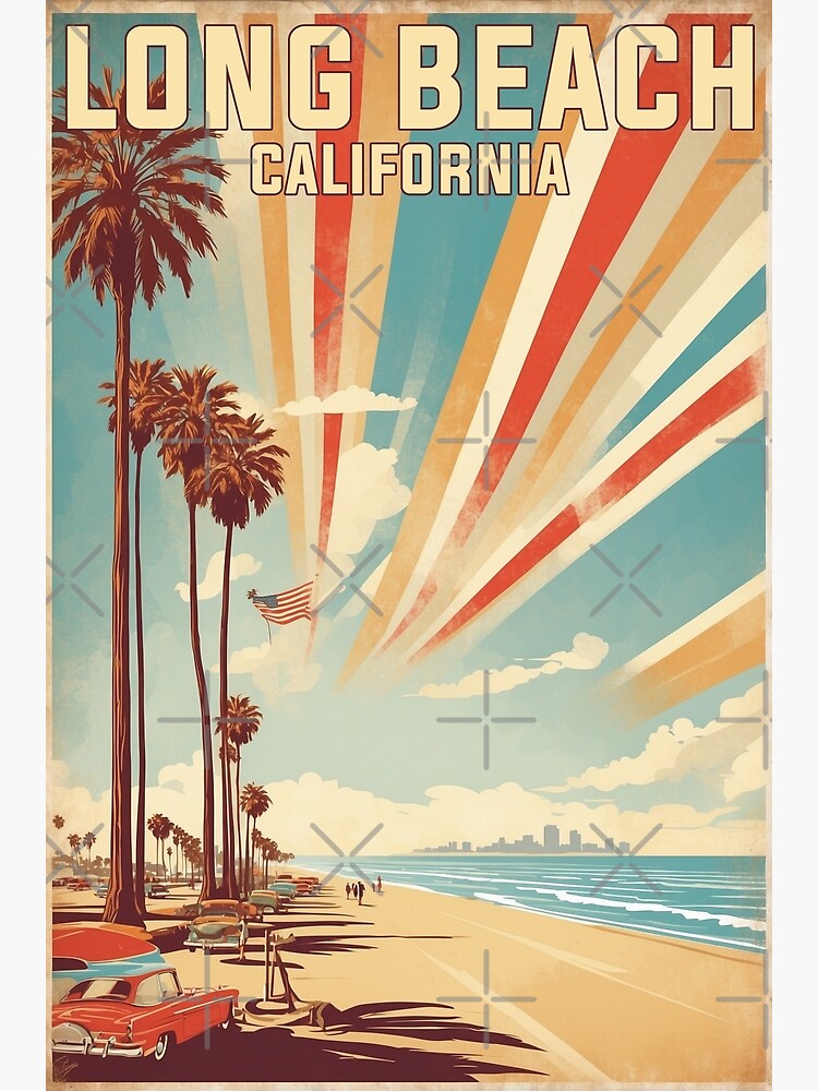 Thumbnail 3 of 3, Art Print, Long Beach California USA Vintage Travel Tourism designed and sold by TravelersGems.