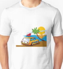 Vintage Station Wagon on Beach Retro Unisex T-Shirt