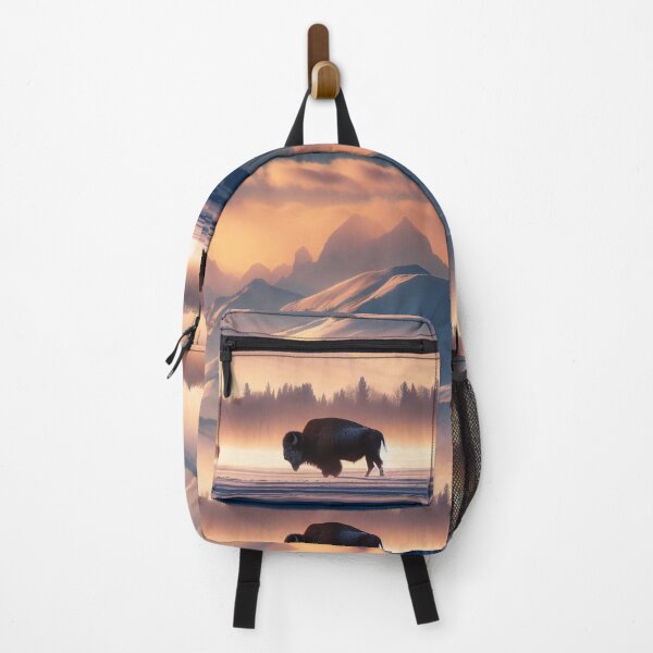 Item preview, Majestic Bison at Sunrise in Snowy Mountain Wilderness designed and sold by ArtComixHaven.