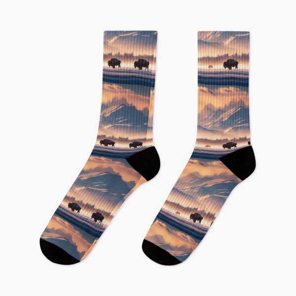 Item preview, Majestic Bison at Sunrise in Snowy Mountain Wilderness designed and sold by ArtComixHaven.