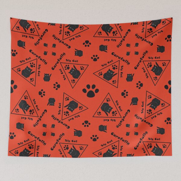 Item preview, Pattern with Sly Cat warning signs designed and sold by Cherevan.
