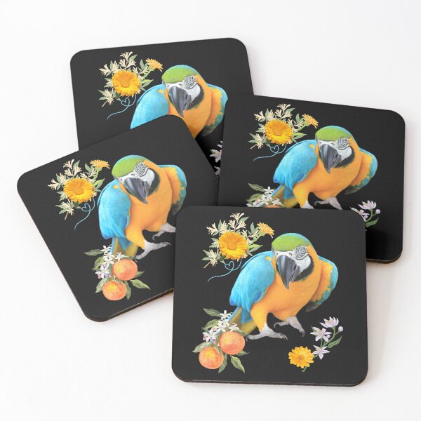 Item preview, Colorful Macaw Parrot With Pretty Flowers Design designed and sold by EarthArtDesigns.